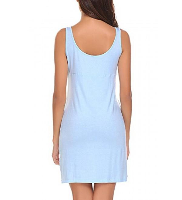 Women V-Neck Sleeveless Lace-Trimmed Nighties Sleepwear Dress - Light ...