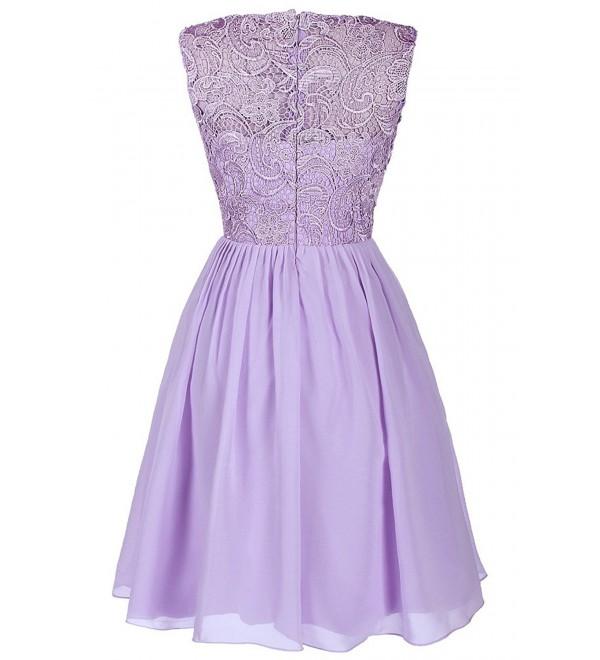 Women's Lace Bridesmaid Formal Short Homecoming Dress - Lavender ...