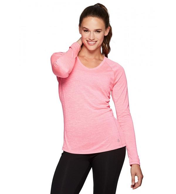 Active Women's Long Sleeve Space Dye V-Neck Running Tee Shirt - Pink ...