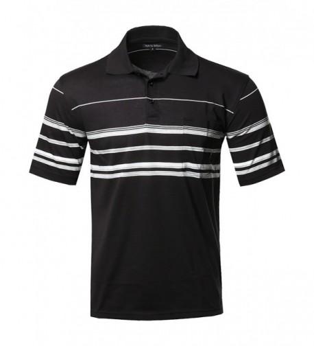 SBW Men's Basic Everyday Stripe Pocket Polo T-Shirt - Fsmtes0011 Black ...