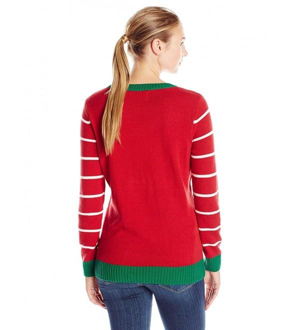 Women's Christmas Tree Balls on Me Pullover Sweater - Cayenne - C812KDTQPX5