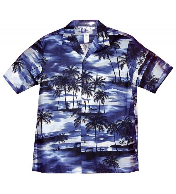 Men's Night Time Surf Hawaiian Shirt - Blue - CY115XUFB0N