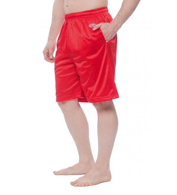 Men's Athletic Gym Mesh Shorts - Red - CP12EPPUUZH