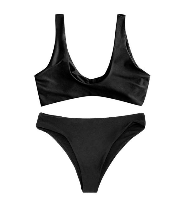 Waisted Swimsuit Bathing Swimwear - Black - C218CEHTQCM