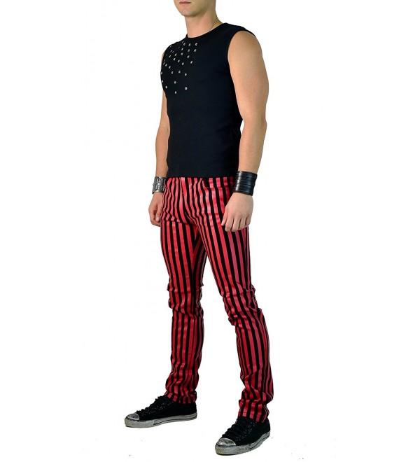 red and black striped jeans