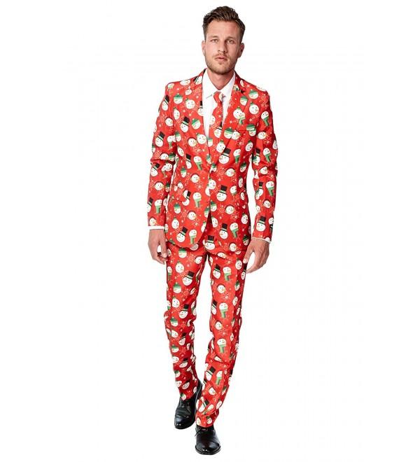 Mens Christmas Snowman Party Suit By - Red - CN1293K5OSH