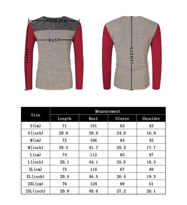 Mens Classic Fit Block Stitch Button Crew Neck Long Sleeve Henley T ...