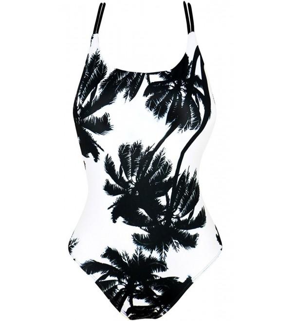 Women's Swimsuit Palm Padding Reversible Lace-Up Bathing One-Piece ...