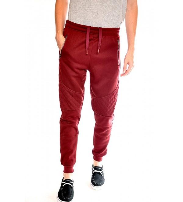 Men's Fashion Fleece Jogger Pants with Zipper Pockets and Horizontal ...