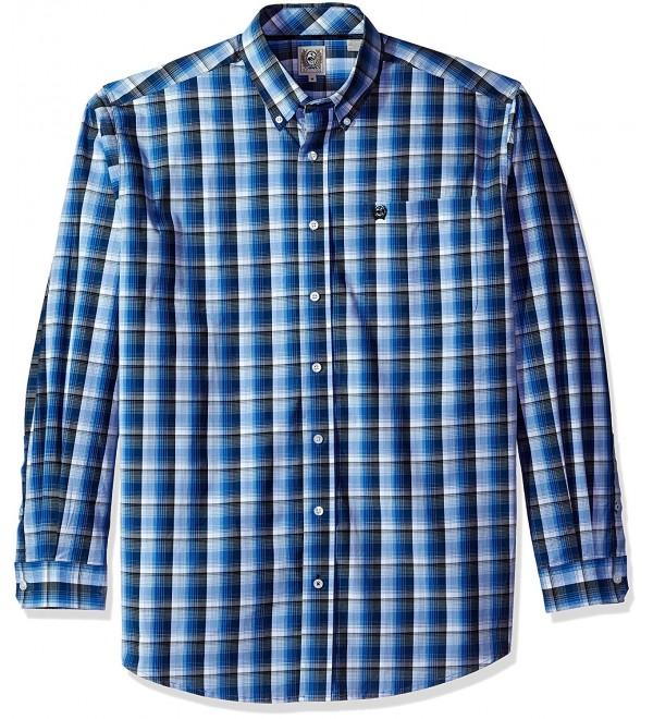 Men's Classic Fit Long Sleeve Button One Open Pocket Plaid Shirt ...