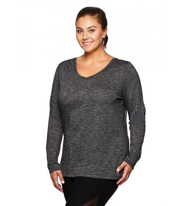 Active Women's Plus Size 2-fer Back Striped Long Sleeve V-Neck Shirt ...