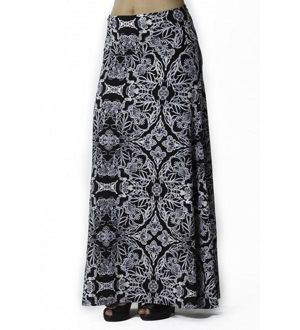 Printed Maxi Length A-line skirt with rollover waist - Cw24 - CW126RKPJ8L