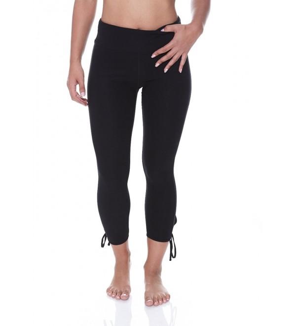 N.Y.L. Women's Workout Exercise Tie Capri Hidden Pocket Yoga Leggings ...