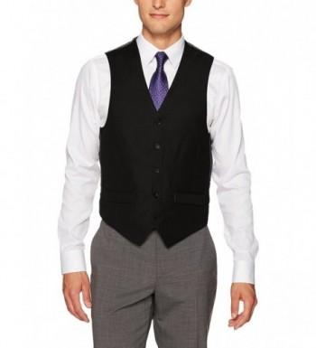 Men's Solid Regular Fit Suit Seperate Vest - Black - CU17Z3LWODZ
