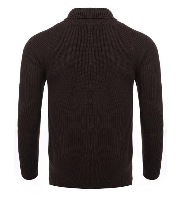 Men's Turtleneck Sweater Ribbed Relaxed Fit Pullover Raglan Knitted ...