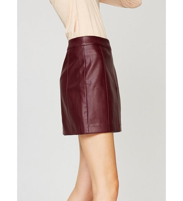 Women's PU Leather Skirt High Waist Back Zipper Mini A Line Skirts ...