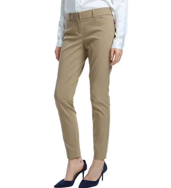Women's Straight Pants Stretch Slim Skinny Solid Trousers Casual ...