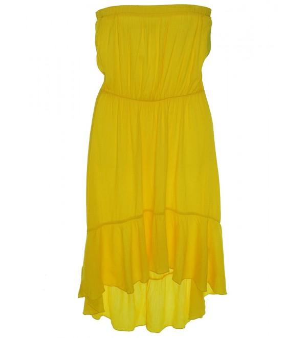 Women's Strapless Cover Up Beach Dress - Lemon - C511CS1FPVP