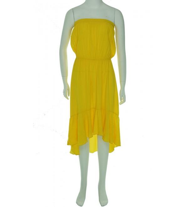 Women's Strapless Cover Up Beach Dress - Lemon - C511CS1FPVP