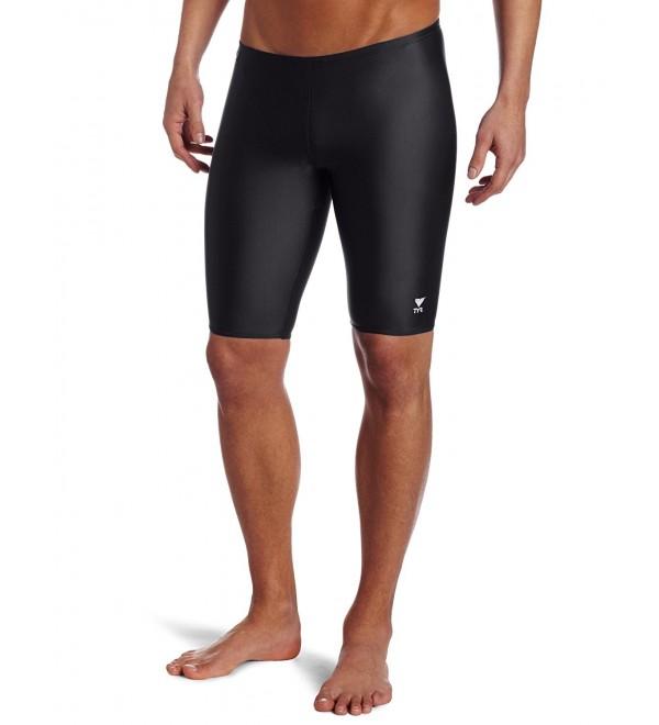 Sport Men's Solid Jammer Swim Suit - Black - CU111GFOWWR