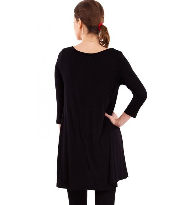 Ladies Flared Casual 3/4 Sleeve Tunic Top- Multiple Colors Available ...