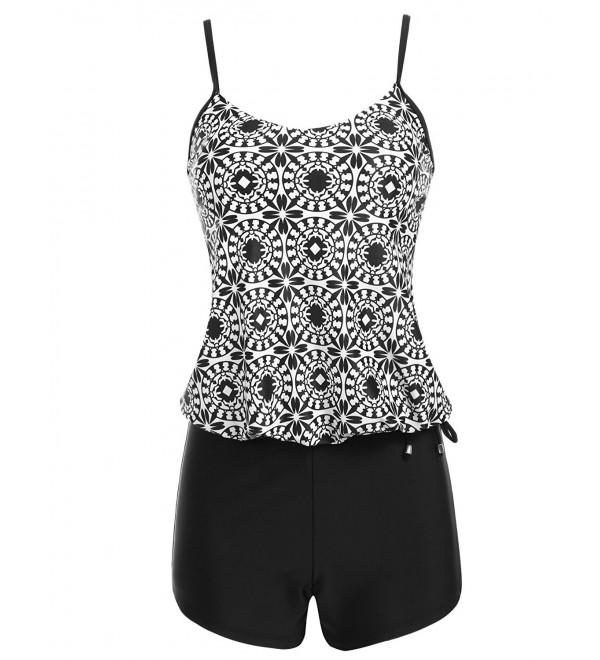 L'amore Womens Two Piece Swimsuit Sports Tankini Top Board Shorts ...