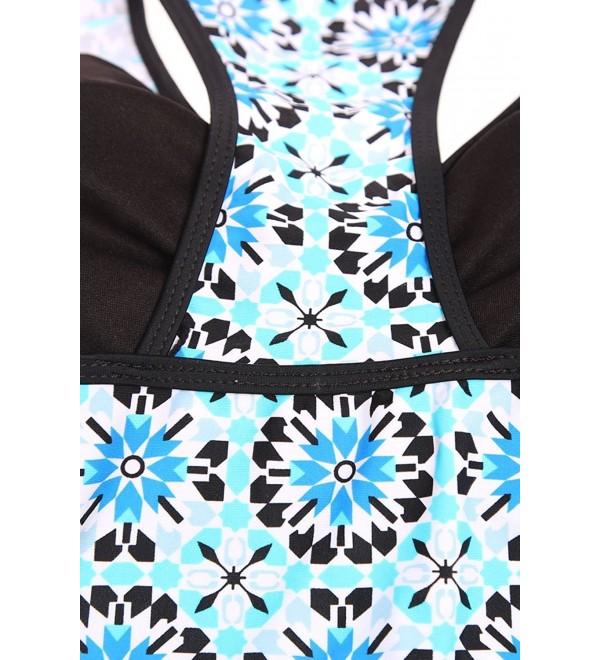 Womens Two Pieces Swimsuits Abstract Print Racerback Tankini With