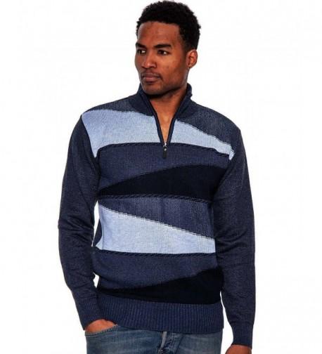 Men's Texture 1/2 Zip Mock Neck Sweater - Blue 02 - C012L4K0AOV