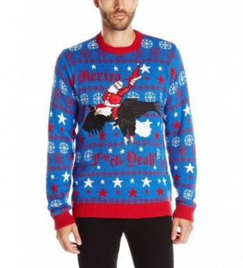 Men's Merica Santa Ugly Christmas Sweater - Blue - CT12KPZ8TP9