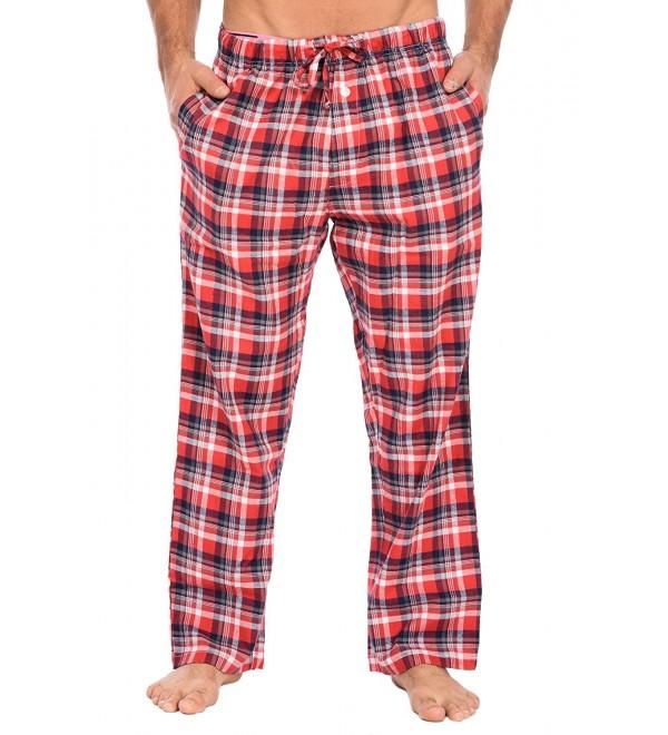 Sleepwear Men's Flannel Cotton Woven Pajama Pants - Red/Navy Plaid ...