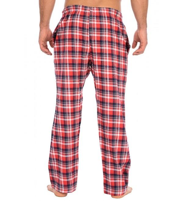 Sleepwear Men's Flannel Cotton Woven Pajama Pants - Red/Navy Plaid ...