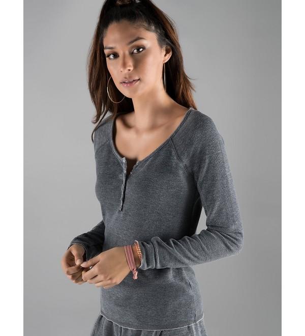 women's thermal henley tops