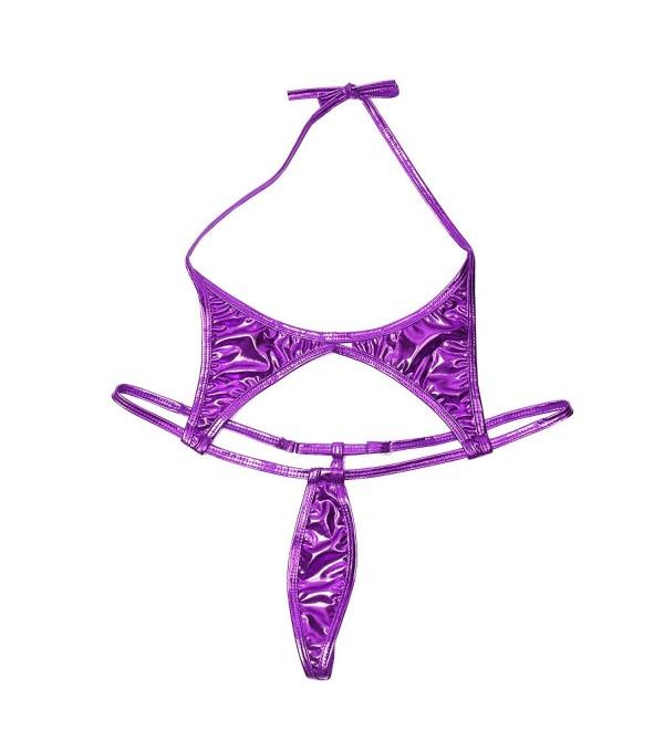 Women S Sexy One Piece Halter Neck Micro Bikini Thong G String Swimsuit Purple C71867x5lgt