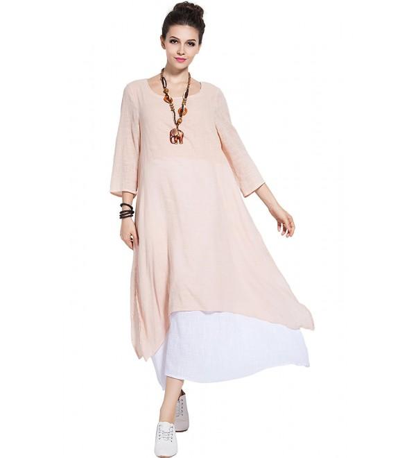 Spring Summer Fake Two Piece Linen&Cotton Dress Plus Size Dress Y82 ...