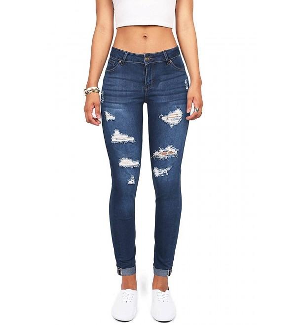 Reveal Women's Distressed Denim Slim Fit Stretchy Skinny Jeans - Medium ...