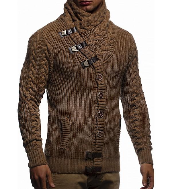 Men's Knit Cardigan With Turtle Neck LN7080 - Camel - CZ186UCLKMW