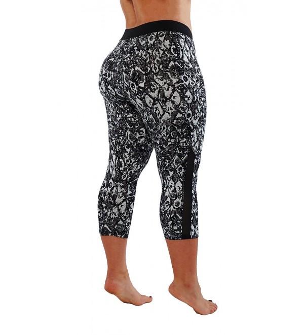 Yoga Power Flex Dry-Fit Printed Pants Workout With Mesh Leggings S-XXXL ...