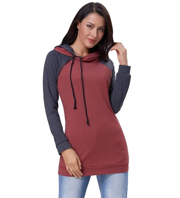 Women's Raglan Baseball Tee Double Hood Sweatshirt Hooded Tops - Light ...