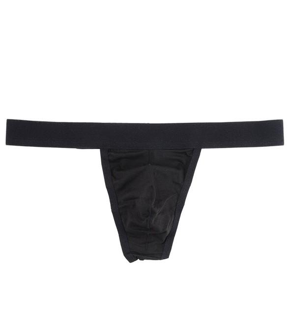 Men Underwear Cotton T Back Thong(Black-White) - 3 Black - CE17AYY9L4K