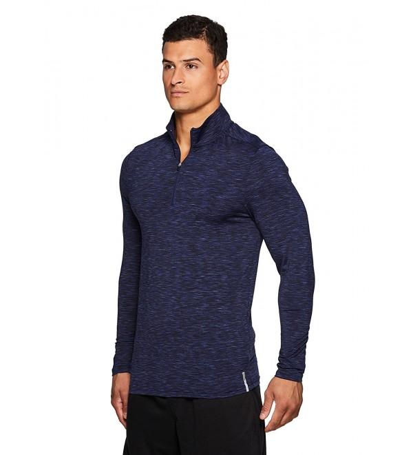 Active Men's Striated Zip-Up Sweater with Rubber Trim - Navy Workout ...